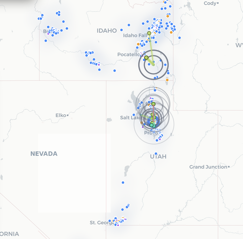 MountainWest Mesh nodes across Utah, Idaho, and Wyoming